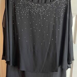 Ronni Nicole Black Blouse & Pants with Rhinestone Detail